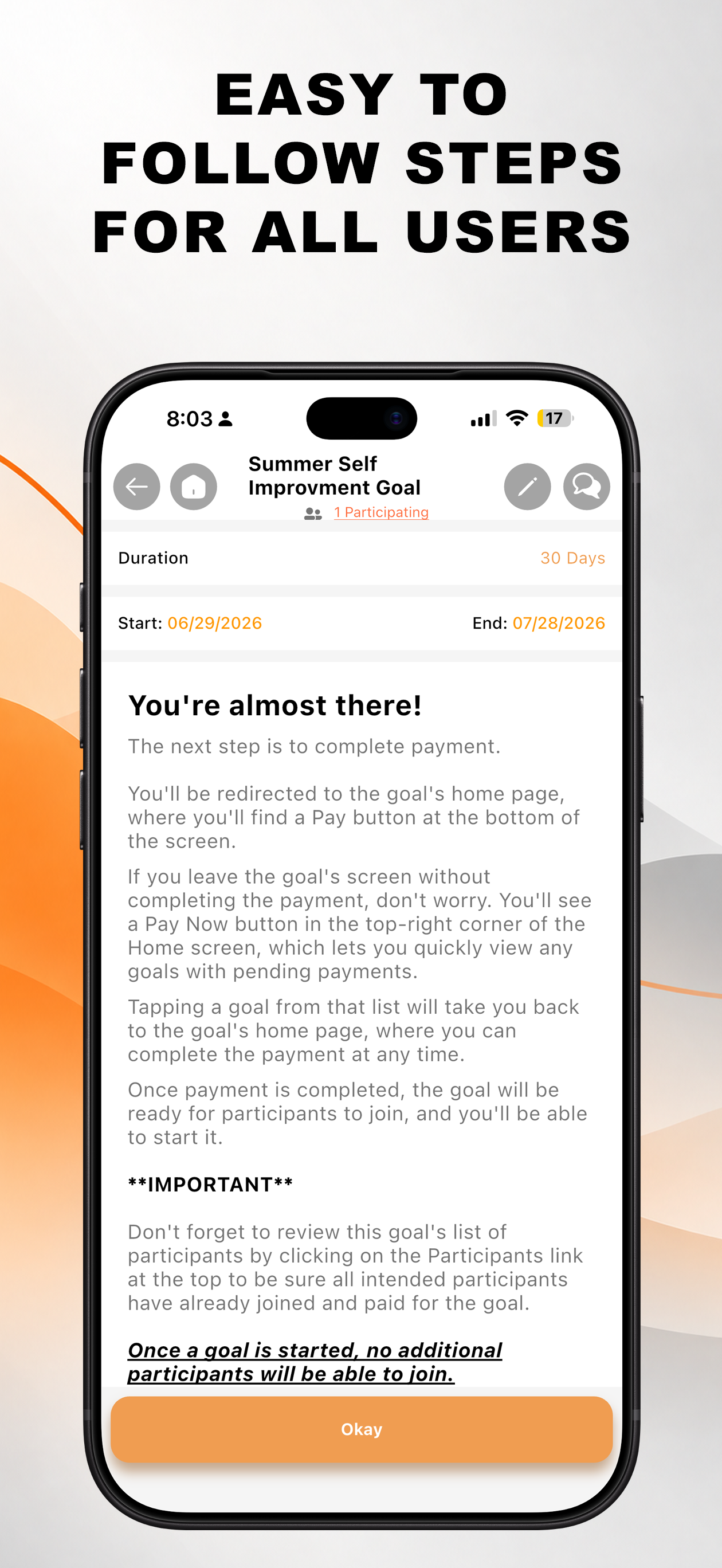 Create goal step 17